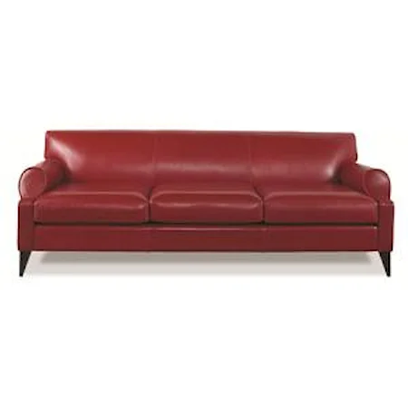 Contemporary Leather Sofa with Round Track Arms